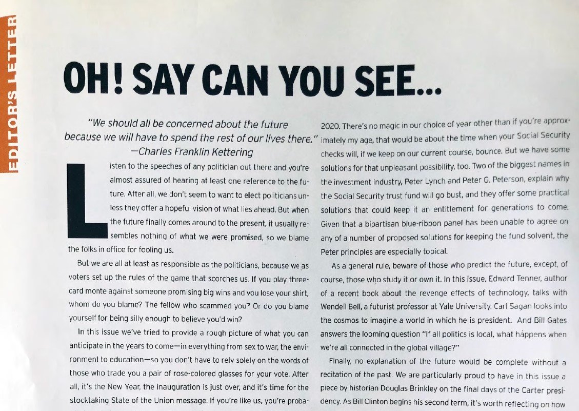 Plataforma 2020. Guía de supervivencia para el futuro. - George, febrero de 1997. Revista de John F. Kenedy Jr. https://divulgaciontotal.com/w/?p=11190 https://web.archive.org/web/20201201000000*/https://divulgaciontotal.com/w/?p=11190 https://tierrapura.org/2021/02/10/george-febrero-1997-la-revista-de-jfk-jr-que-predice-el-2020/ https://uncatolicoperplejo.com/george-revista-de-john-f-kenedy-jr-febrero-1997/