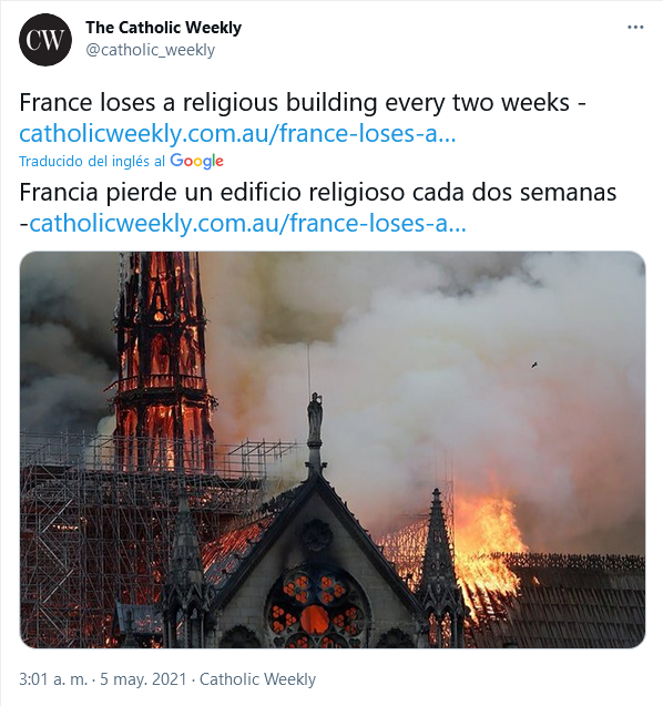 https://x.com/1churchburning --- Iglesias incendiadas, Church burning.