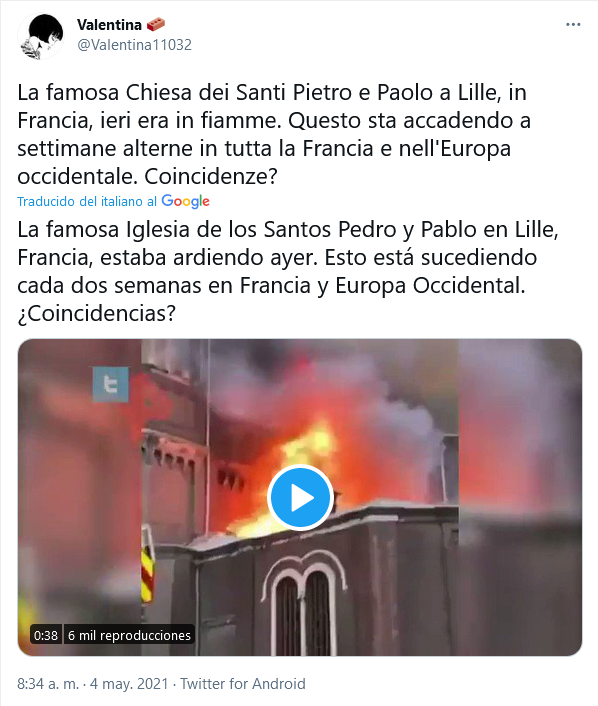 https://x.com/1churchburning --- Iglesias incendiadas, Church burning.