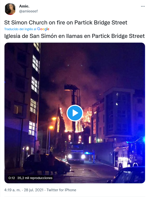 https://x.com/1churchburning --- Iglesias incendiadas, Church burning.