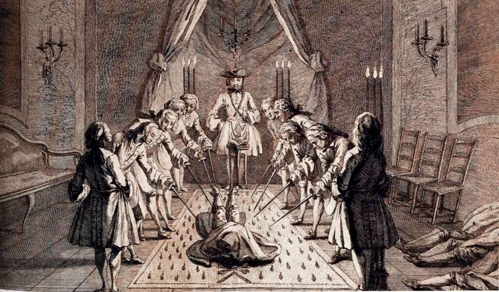 Ilustraciones sobre masonería. Logia.