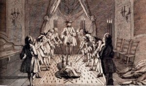 Ilustraciones sobre masonería. Logia.