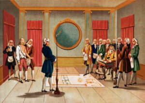 Ilustraciones sobre masonería. Logia.