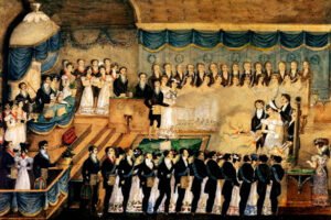 Ilustraciones sobre masonería. Logia.