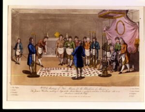 Ilustraciones sobre masonería. Logia.