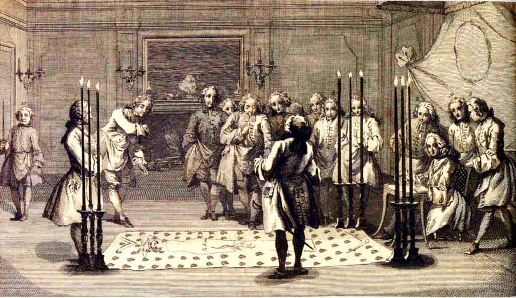 Ilustraciones sobre masonería. Logia.