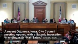 La reunión del (6/10/2026) del Ayuntamiento de Iowa City (25.000 habitantes) comienza con una invocación de ‘Hail Satán’. El ayuntamiento de la ciudad de Ottumwa, Iowa, abnrió el Consejo del (6/10/2026) con una invocación satánica que terminó con 'Hail Satán'.
